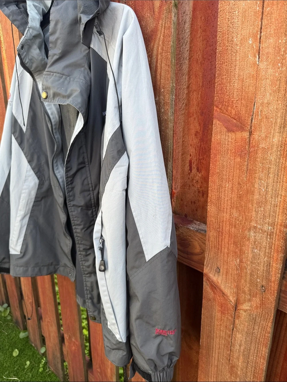 Two-Tone Gray Hooded Techwear Style Shell Jacket Size XXL